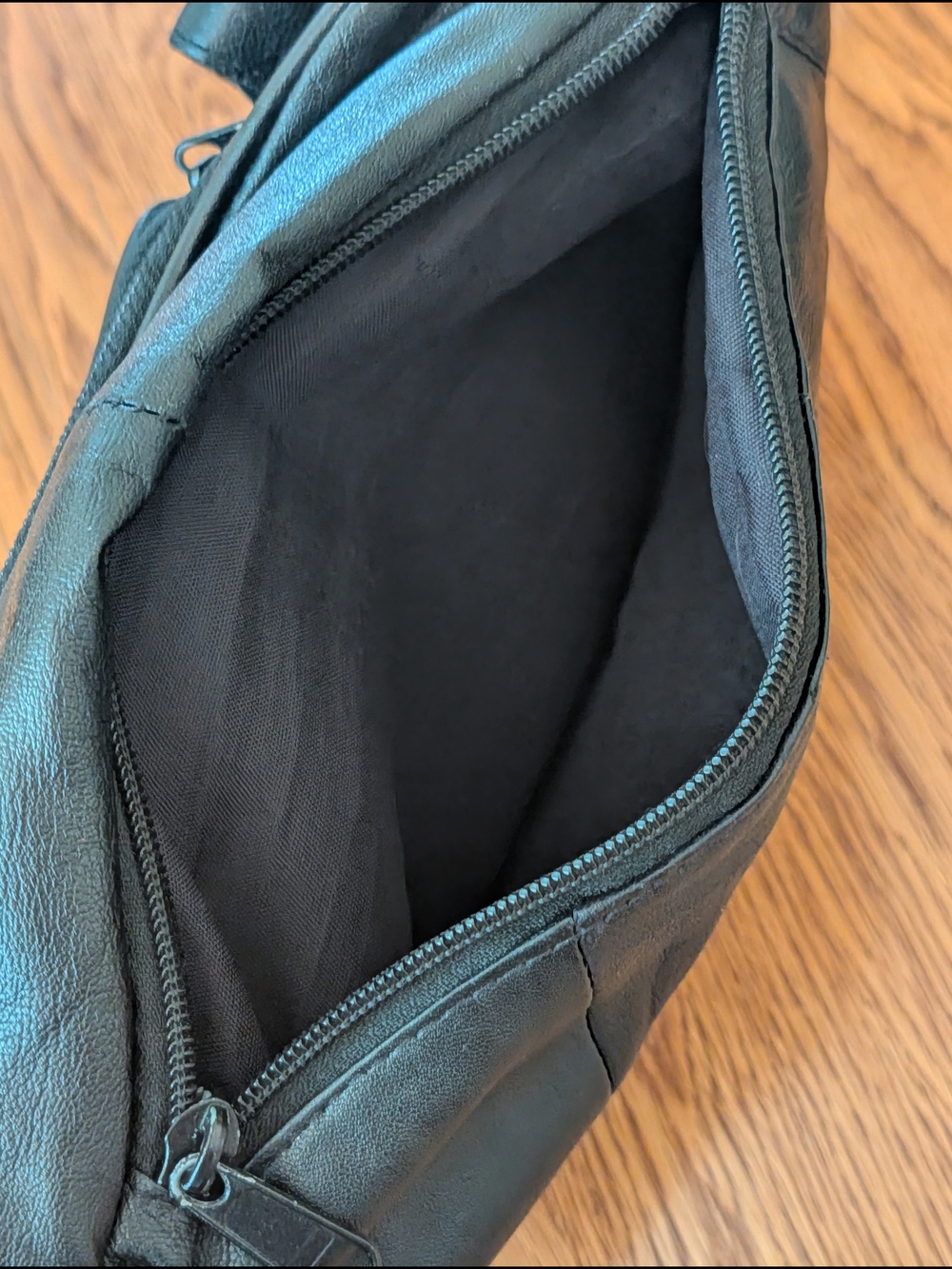 Vintage Black Leather Belt Bag Fanny Pack Adjustable Strap Multiple Pockets - Picture 4 of 13